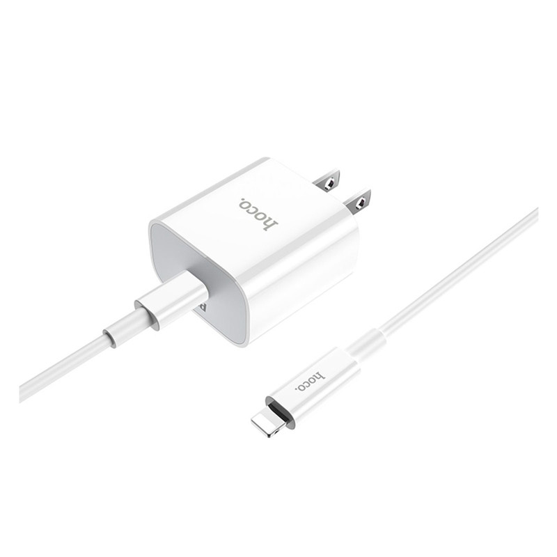 شارژر دیواری فست شارژ Hoco C76 PD QC3 18W + کابل آیفونی (گارانتی 12 ماهه)