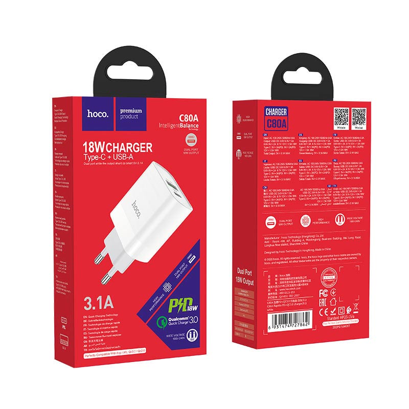 کلگی فست شارژ HOCO C80A QC3 18W (گارانتی 12 ماهه)