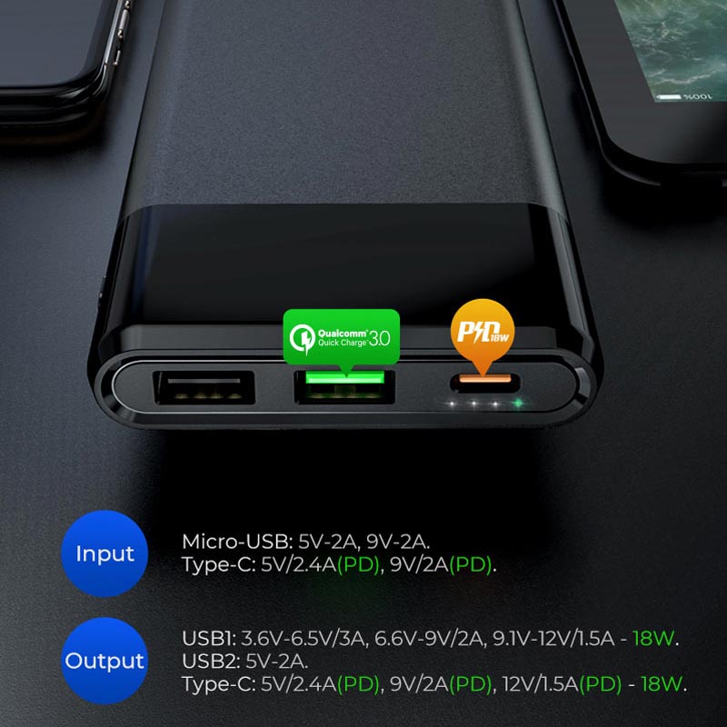 پاور بانک فست شارژ 10000 هوکو Hoco J58 PD QC3
