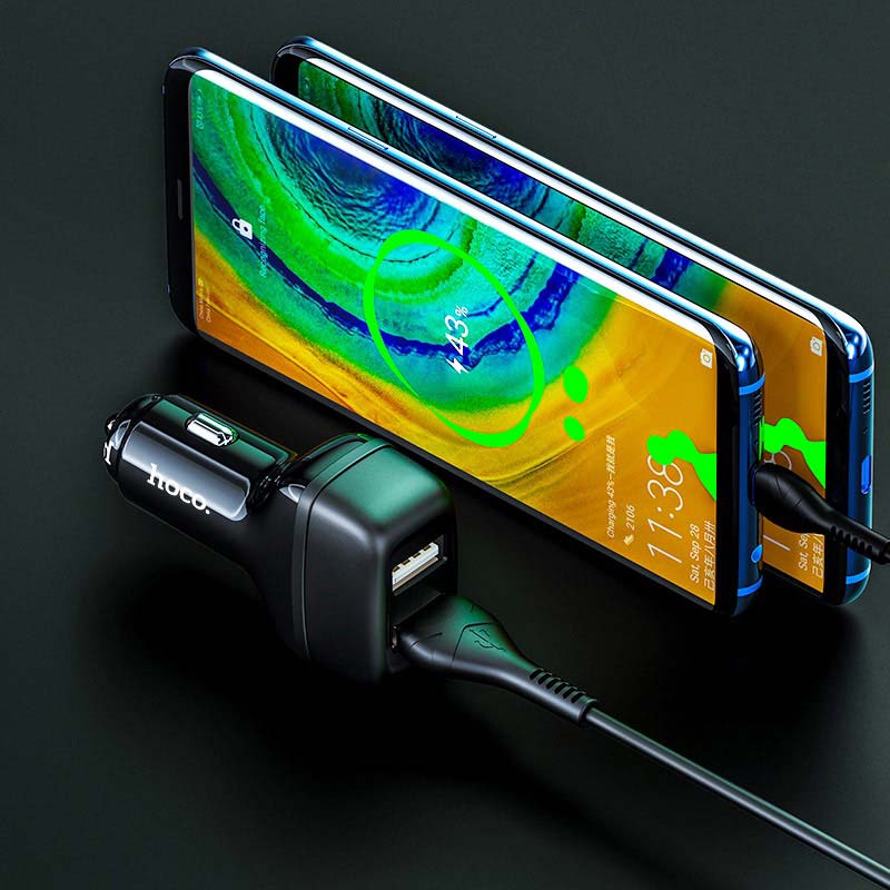 شارژر فندکی Hoco Z36 2.4A + کابل microUSB (گارانتی 12 ماهه)