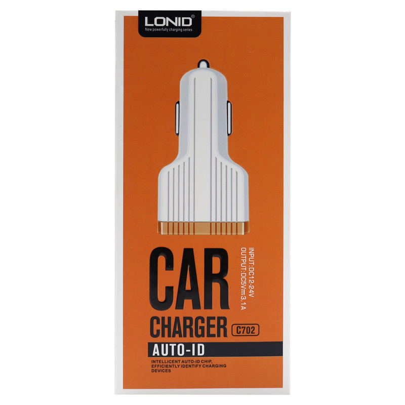 شارژر فندکی Lonid C702 3.1A + کابل میکرو اس بی