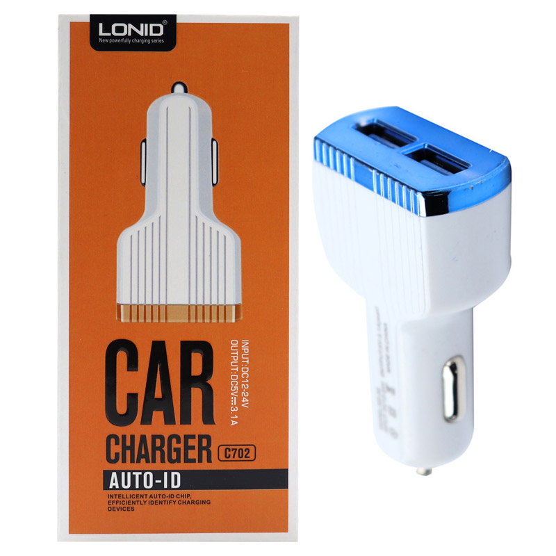 شارژر فندکی Lonid C702 3.1A + کابل میکرو اس بی