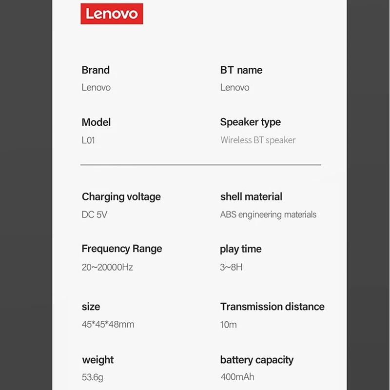 اسپیکر بلوتوثی Lenovo L01