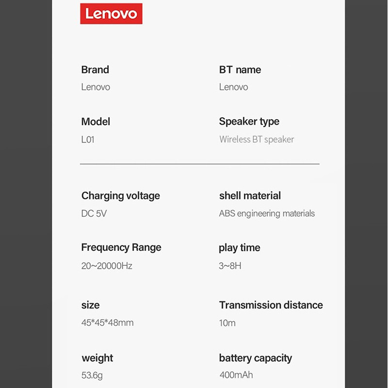 اسپیکر بلوتوثی Lenovo L01