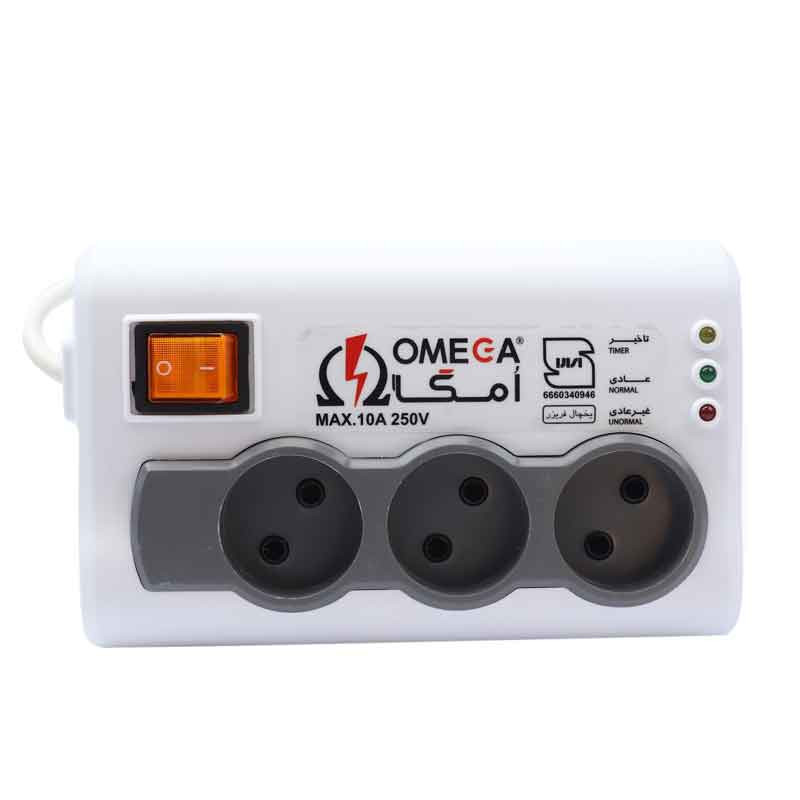 محافظ برق یخچال فریزر 3 خانه کلیددار امگا P3100 3m با کابل 3 متری