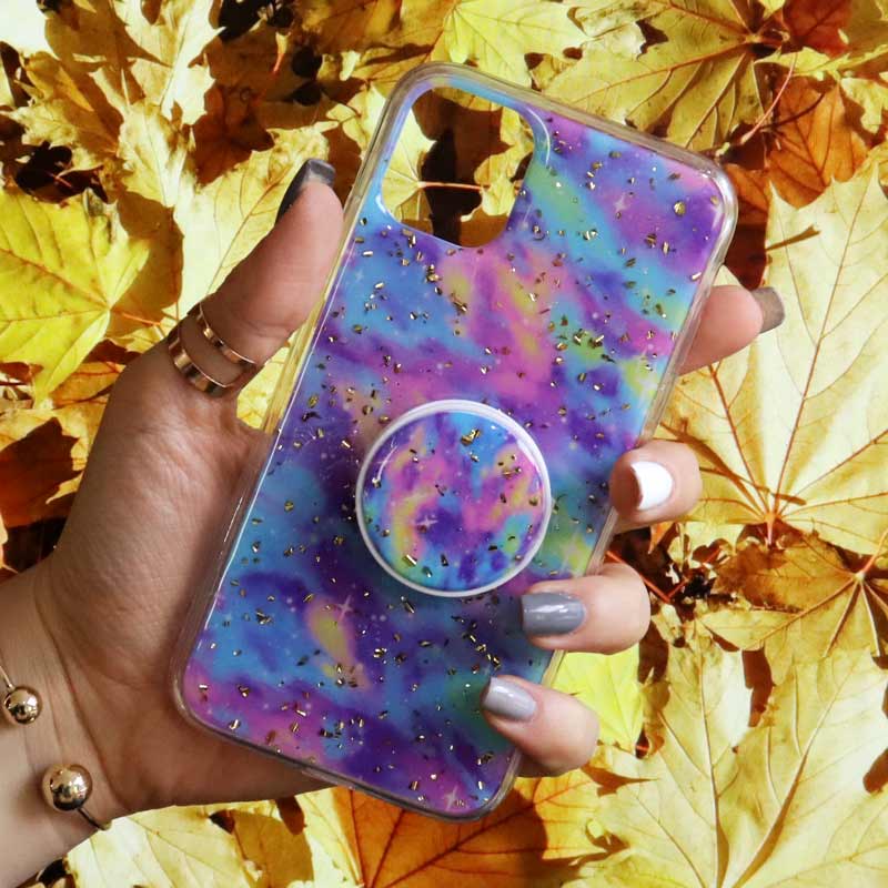 قاب رنگین کمانی پاپ سوکت دار خرچنگی کد5 آیفون iPhone 11
