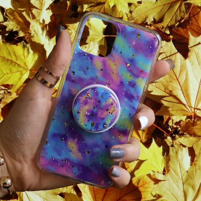 قاب رنگین کمانی پاپ سوکت دار خرچنگی کد5 آیفون iPhone 11 Pro