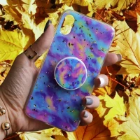 قاب رنگین کمانی پاپ سوکت دار خرچنگی کد5 آیفون iPhone X/XS