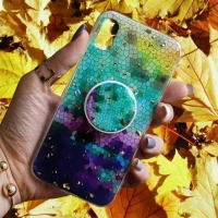 قاب رنگین کمانی پاپ سوکت دار خرچنگی کد9 آیفون iPhone X/XS