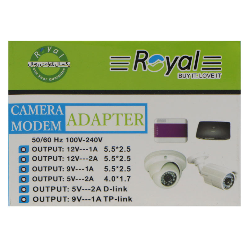 آداپتور برق Royal 12V 1A فیش بزرگ