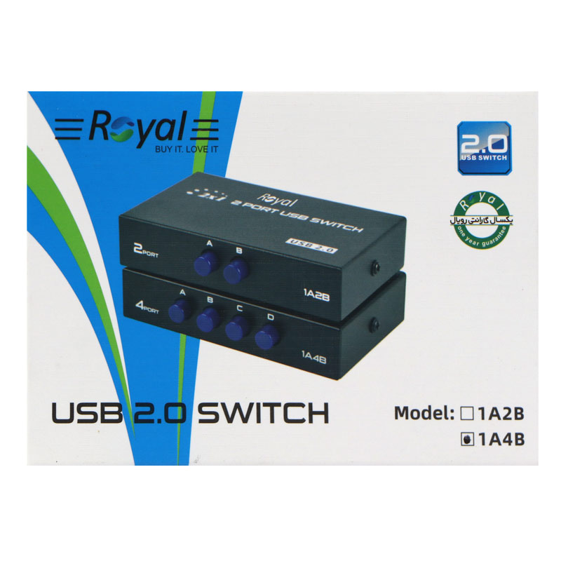 سوییچ پرینتر Royal 1A4B USB Switch 4Port