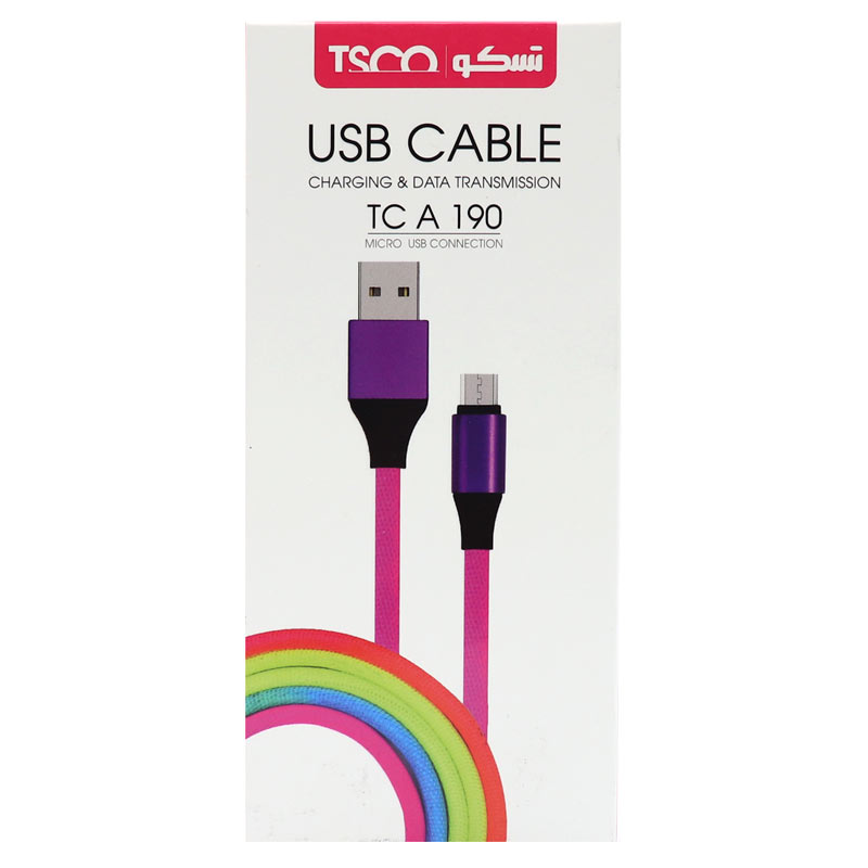 کابل کنفی میکرو یو اس بی TSCO TC A190 2.1A 1m رنگی