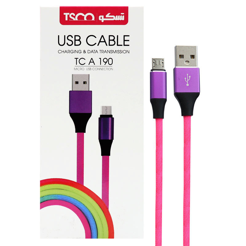 کابل کنفی میکرو یو اس بی TSCO TC A190 2.1A 1m رنگی