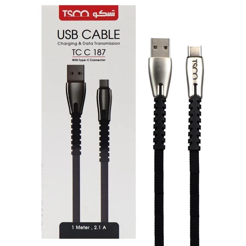 کابل تایپ سی TSCO TC C187 2.1A 1m