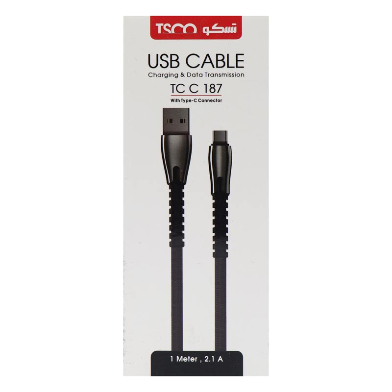 کابل تایپ سی TSCO TC C187 2.1A 1m