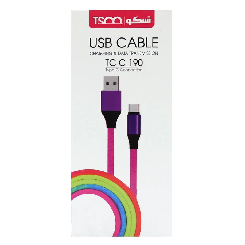 کابل کنفی TSCO TC C190 Type-C 2.1A 1m رنگی