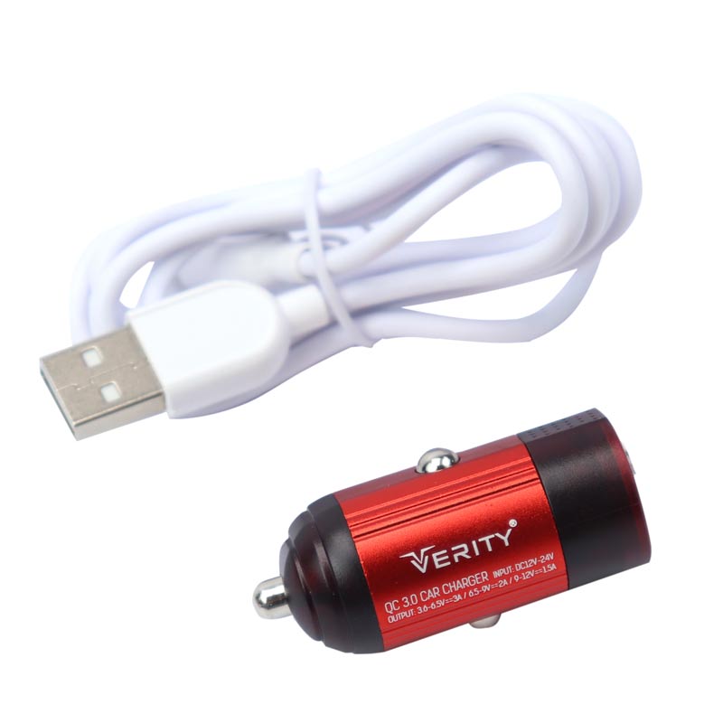 شارژر فندکی فست شارژ Verity CQ-1116 PD QC3 3.0A + کابل میکرو یو اس بی