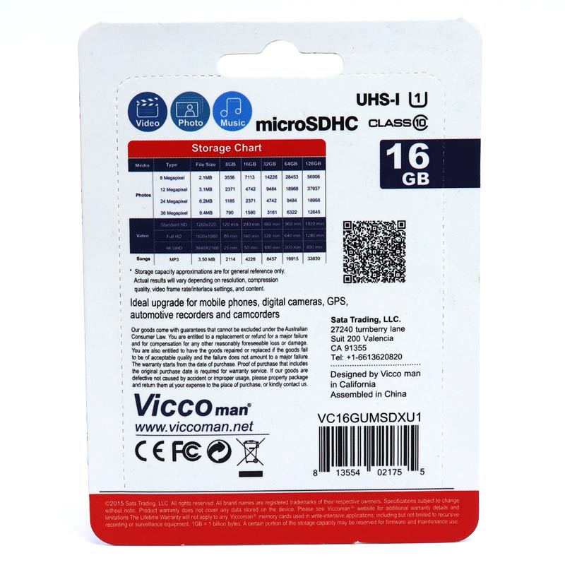 رم میکرو 16 گیگ ویکومن Vicco Man Extra 433X U1 C10 65MB/s بدون خشاب + رم ریدر