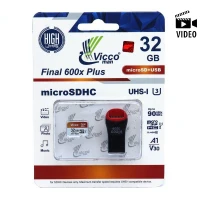 رم میکرو 32 گیگ ویکومن Vicco Man Final 600x Plus A1 V30 U3 C10 90MB/s + رم ریدر