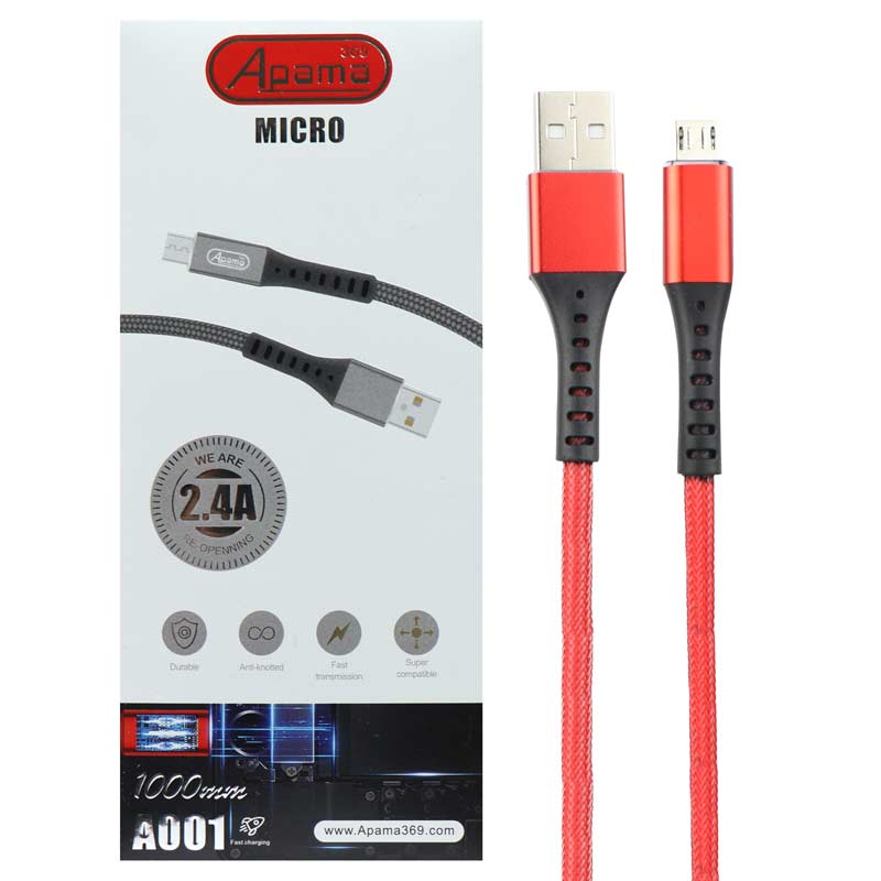کابل میکرو یو اس بی APAMA A001 2.4A 1m پوست ماری