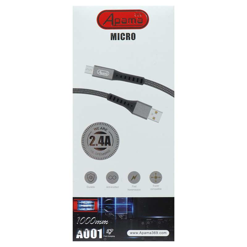کابل میکرو یو اس بی APAMA A001 2.4A 1m پوست ماری