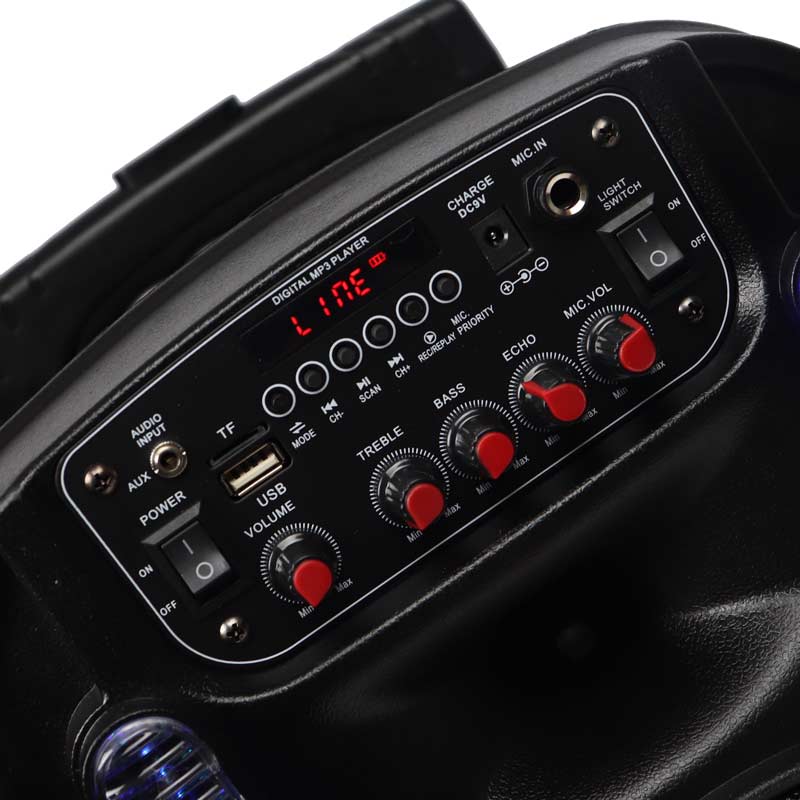 اسپیکر چمدانی بلوتوثی رم و فلش خور AVCROWNS CH-86 + میکروفن و ریموت کنترل