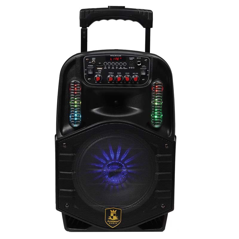 اسپیکر چمدانی بلوتوثی رم و فلش خور AVCROWNS CH-86 + میکروفن و ریموت کنترل
