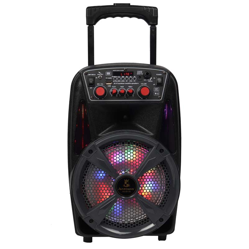 اسپیکر چمدانی بلوتوثی رم و فلش خور AVCROWNS CH-83W + میکروفن و ریموت کنترل