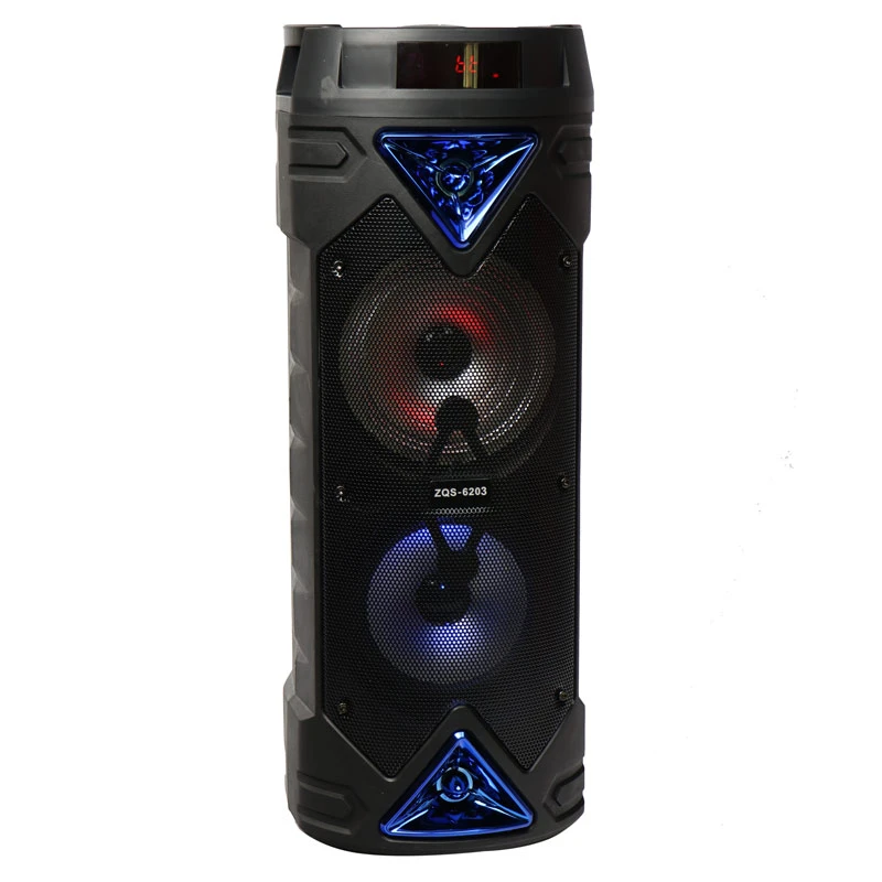 اسپیکر چمدانی رم و فلش خور BT ZQS-6203 +میکروفون و ریموت کنترل