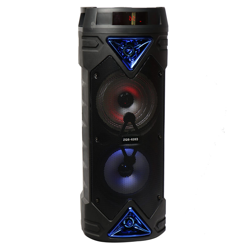 اسپیکر چمدانی رم و فلش خور BT ZQS-6203 +میکروفون و ریموت کنترل