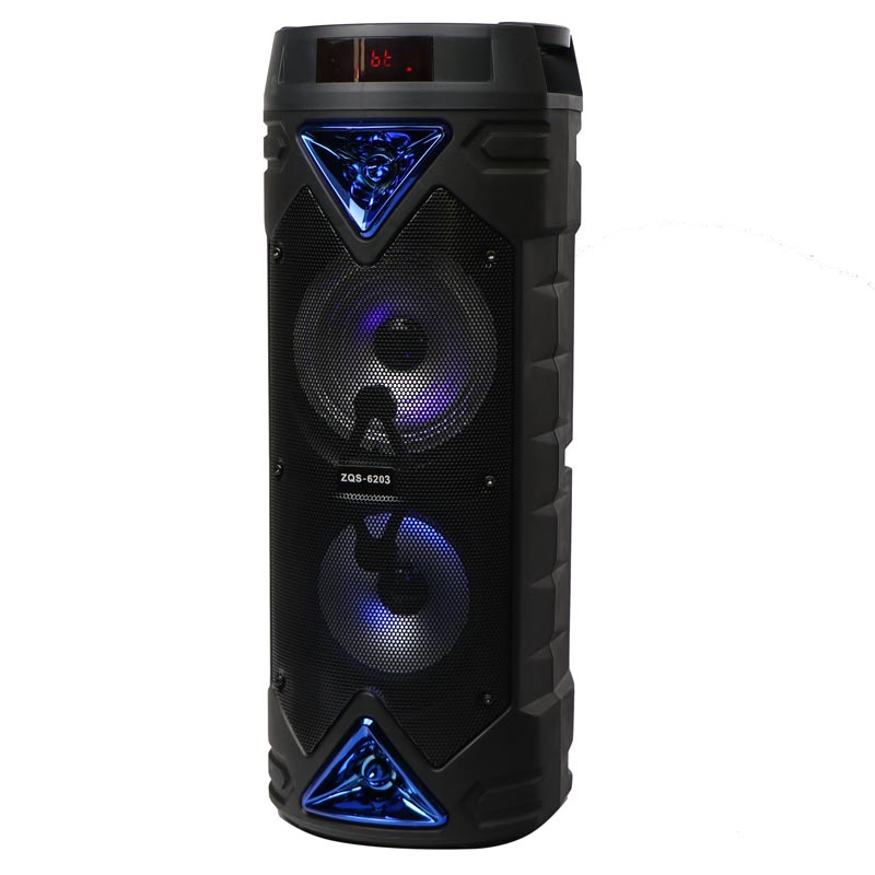اسپیکر چمدانی رم و فلش خور BT ZQS-6203 +میکروفون و ریموت کنترل