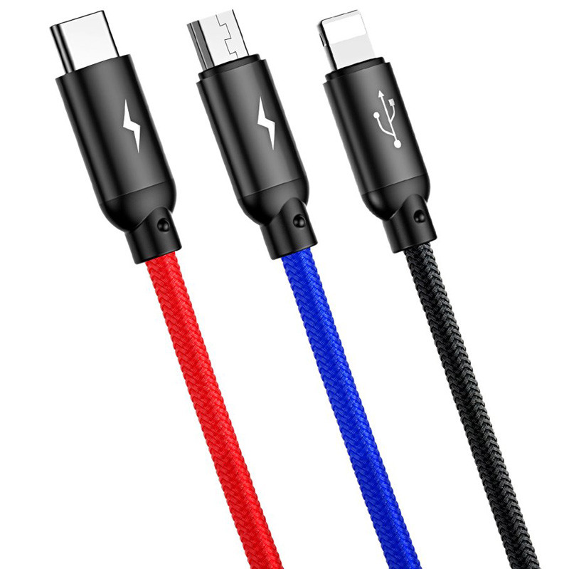 کابل 3 سر فست شارژ Baseus CAMLT-BSY01 3A 1.2m