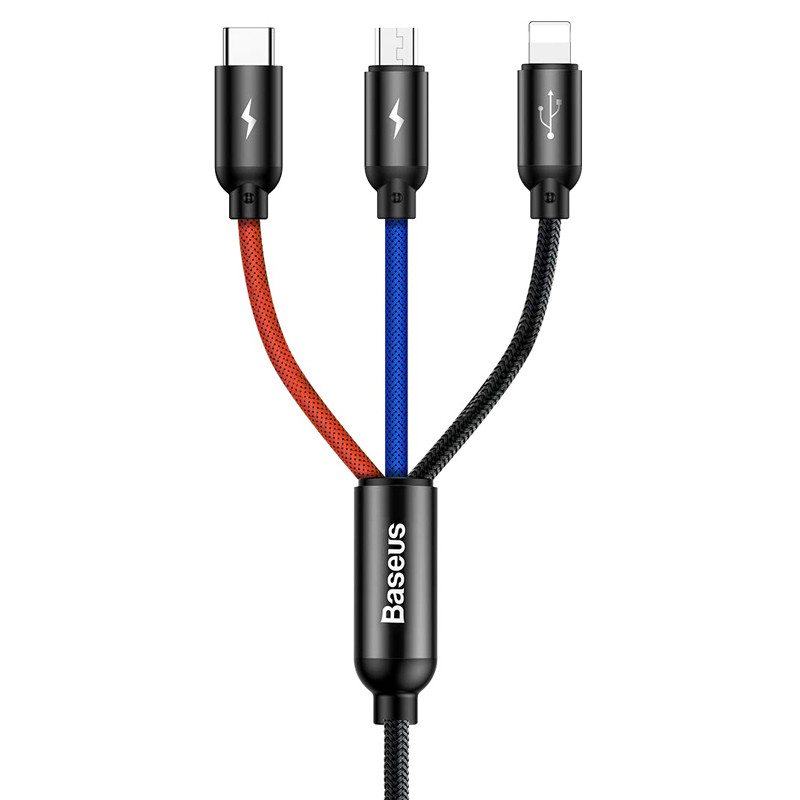 کابل 3 سر فست شارژ Baseus CAMLT-BSY01 3A 1.2m