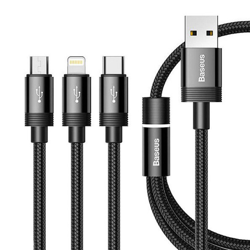 کابل 3 سر فست شارژ Baseus CAMLT-PY01 3.5A 1.2m