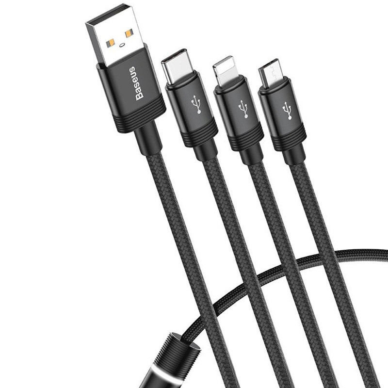 کابل 3 سر فست شارژ Baseus CAMLT-PY01 3.5A 1.2m