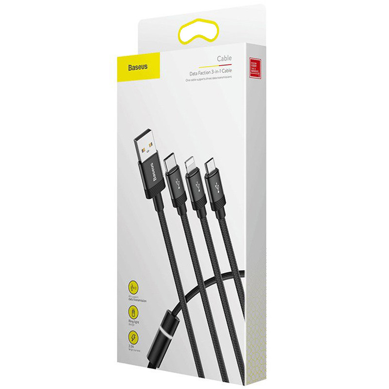کابل 3 سر فست شارژ Baseus CAMLT-PY01 3.5A 1.2m