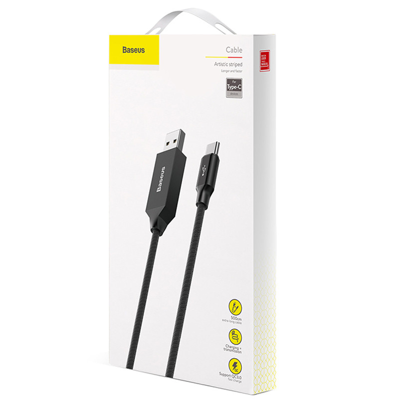 کابل کنفی فست شارژ Baseus CATYW-B 3A QC3 Type-C 5m
