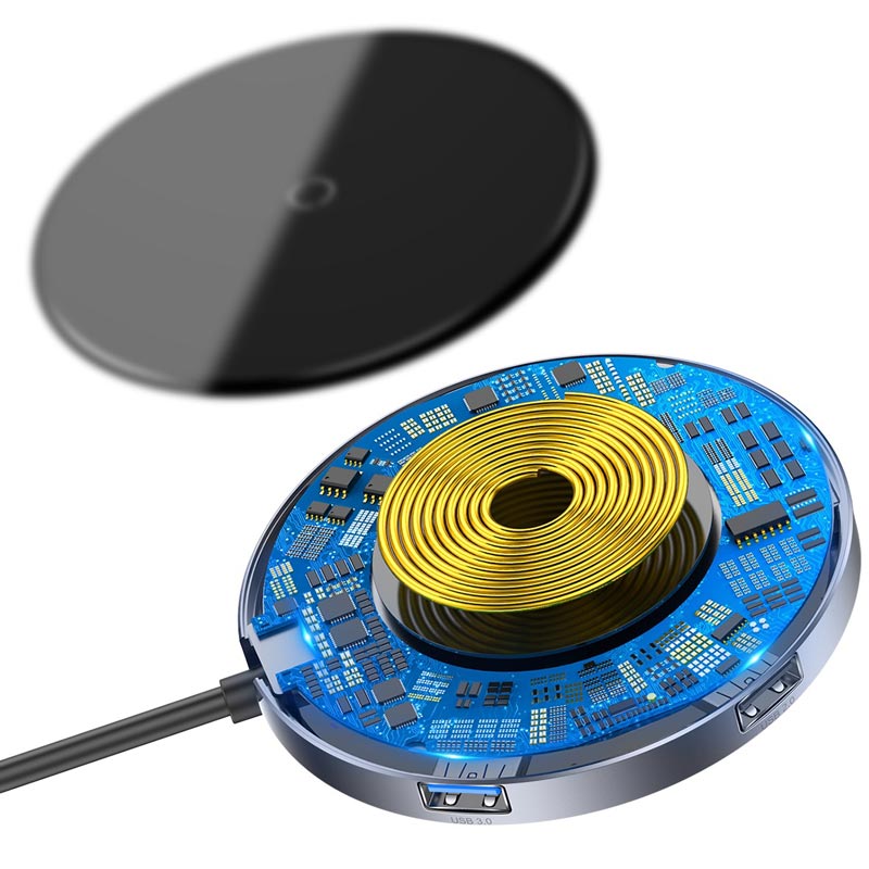 هاب باسئوس Baseus Circular Mirror WXJMY-0G USB3.0/Type-C PD + شارژر بی سیم