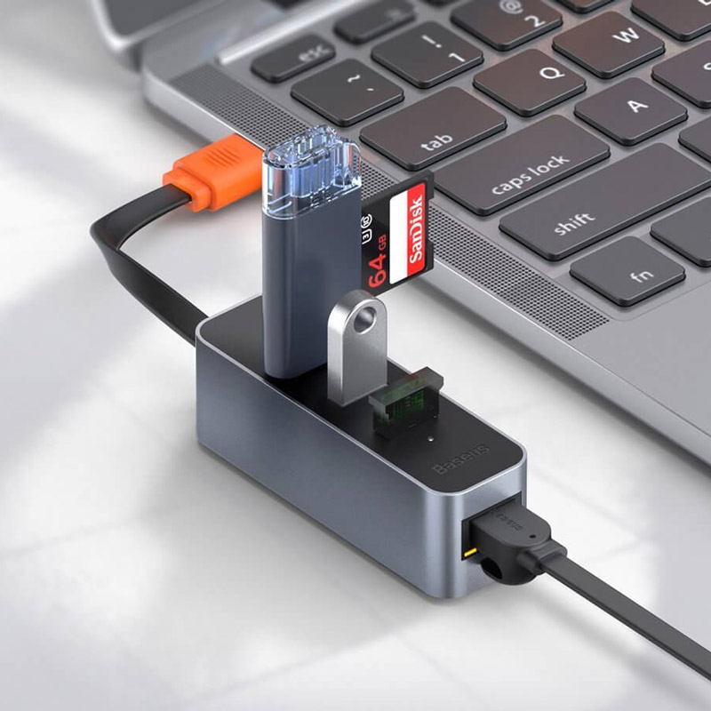 هاب Baseus CAHUB-AH0G USB To USB3.2 / LAN