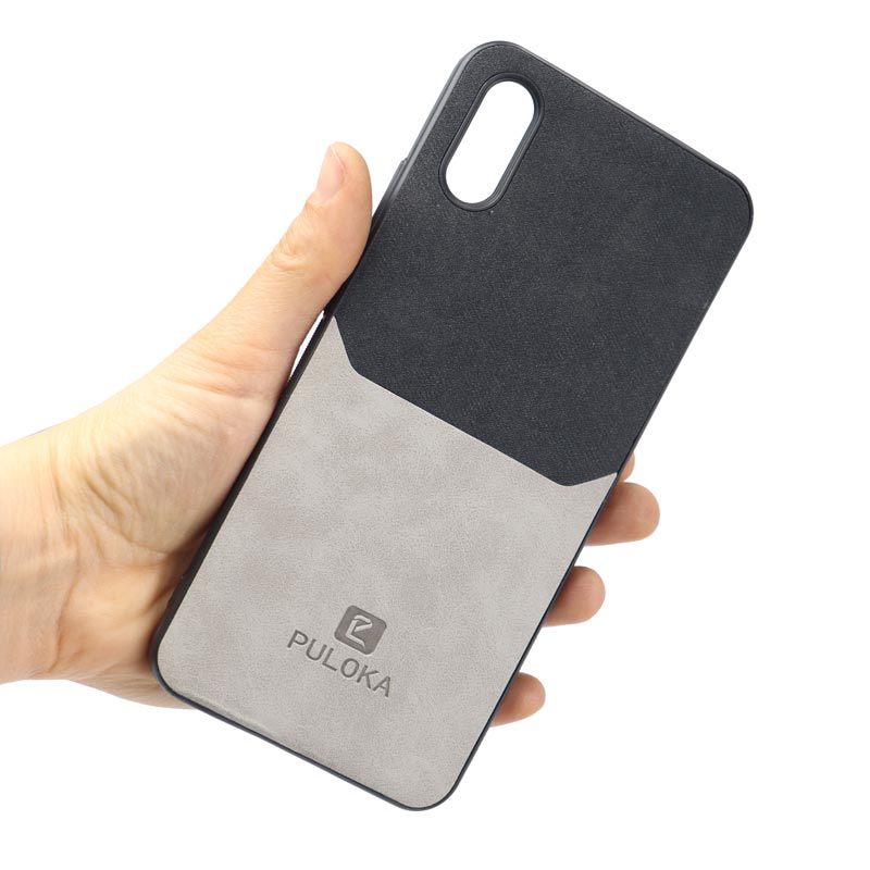 قاب چرمی دوتیکه PULOKA شیائومی Redmi 9A طوسی
