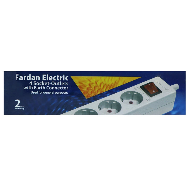 چند راهی 4 خانه ارت دار فردان الکتریک با کابل 3 متری مدل 31203