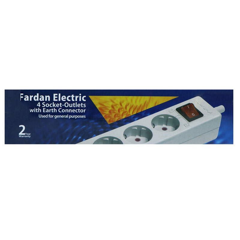 چند راهی 4 خانه ارت دار فردان الکتریک با کابل 3 متری مدل 31203