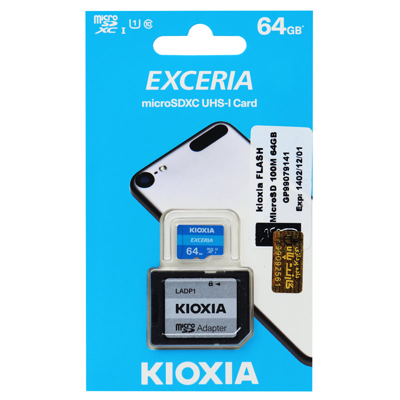 رم میکرو 64 گیگ کیوکسیا Kioxia EXCERIA U1 C10 100MB/s + خشاب