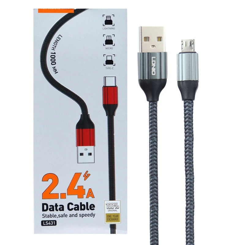 کابل میکرو یو اس بی 2.4 آمپر الدینیو LS431 طول 1 متر