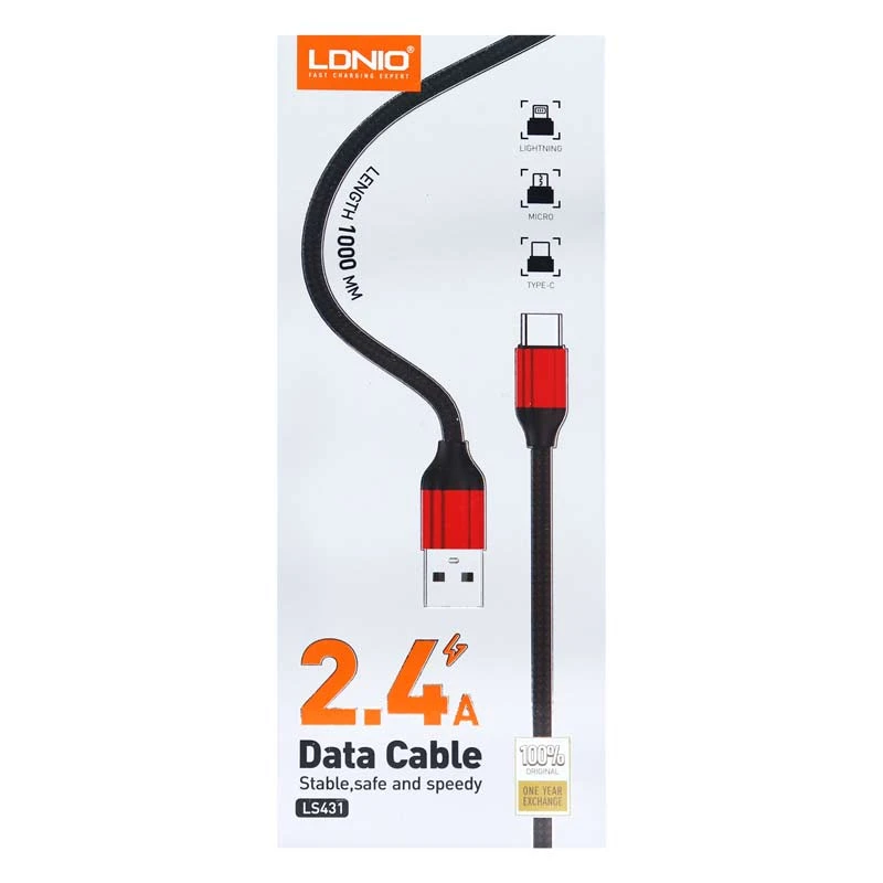 کابل تایپ سی 2.4 آمپر الدینیو LS431 طول 1 متر