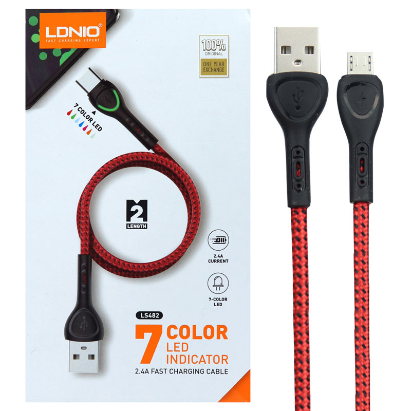 کابل کنفی میکرو یو اس بی LDNIO LS482 2.4A 2m
