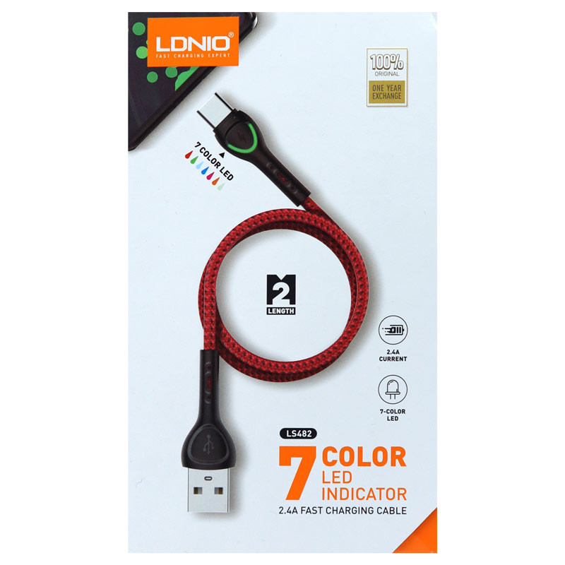 کابل کنفی میکرو یو اس بی LDNIO LS482 2.4A 2m