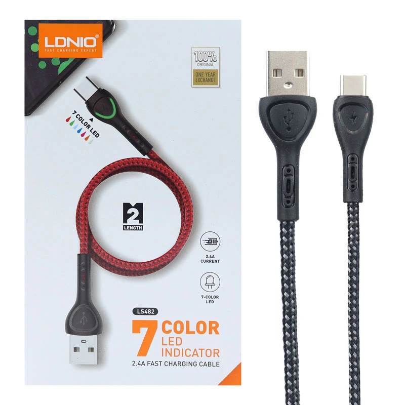 کابل کنفی LDNIO LS482 2.4A Type-C 2m