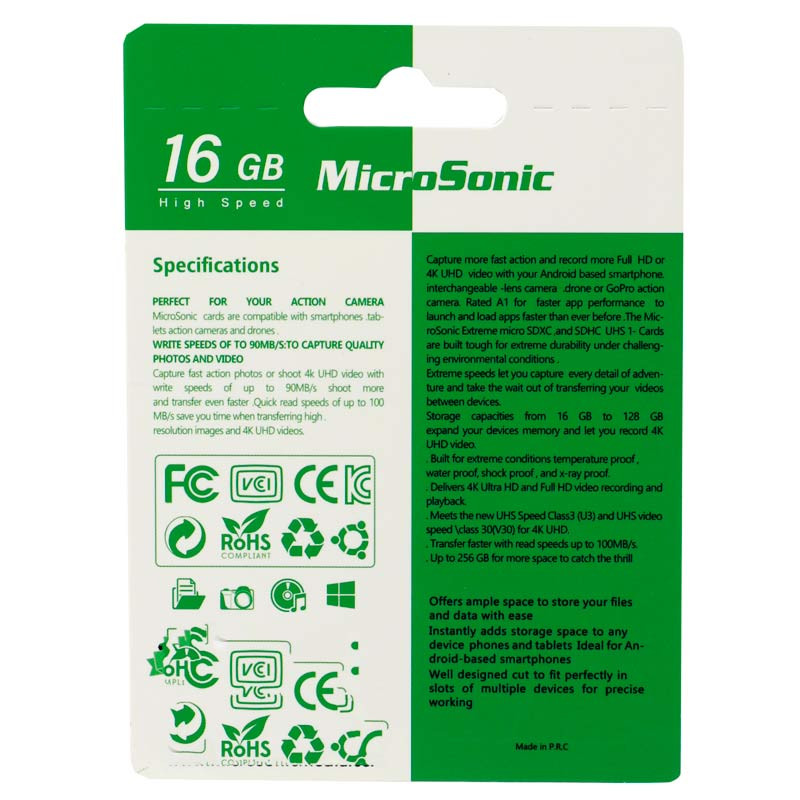 رم میکرو 16 گیگ میکروسونیک MicroSonic U1 C10 70MB/s