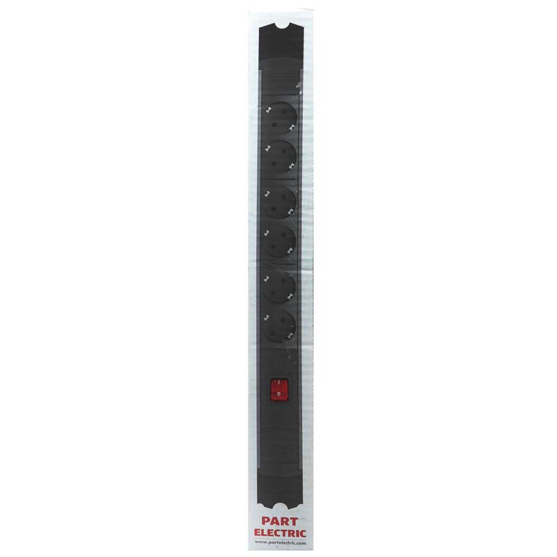 محافظ برق صوتی تصویری 6 خانه ارت دار پارت الکتریک PE5143 Rack Mount با کابل 1/8 متری